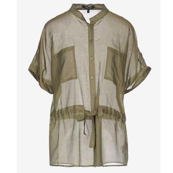 Olive Button Down Shirt for Women - Picture 1 of 6